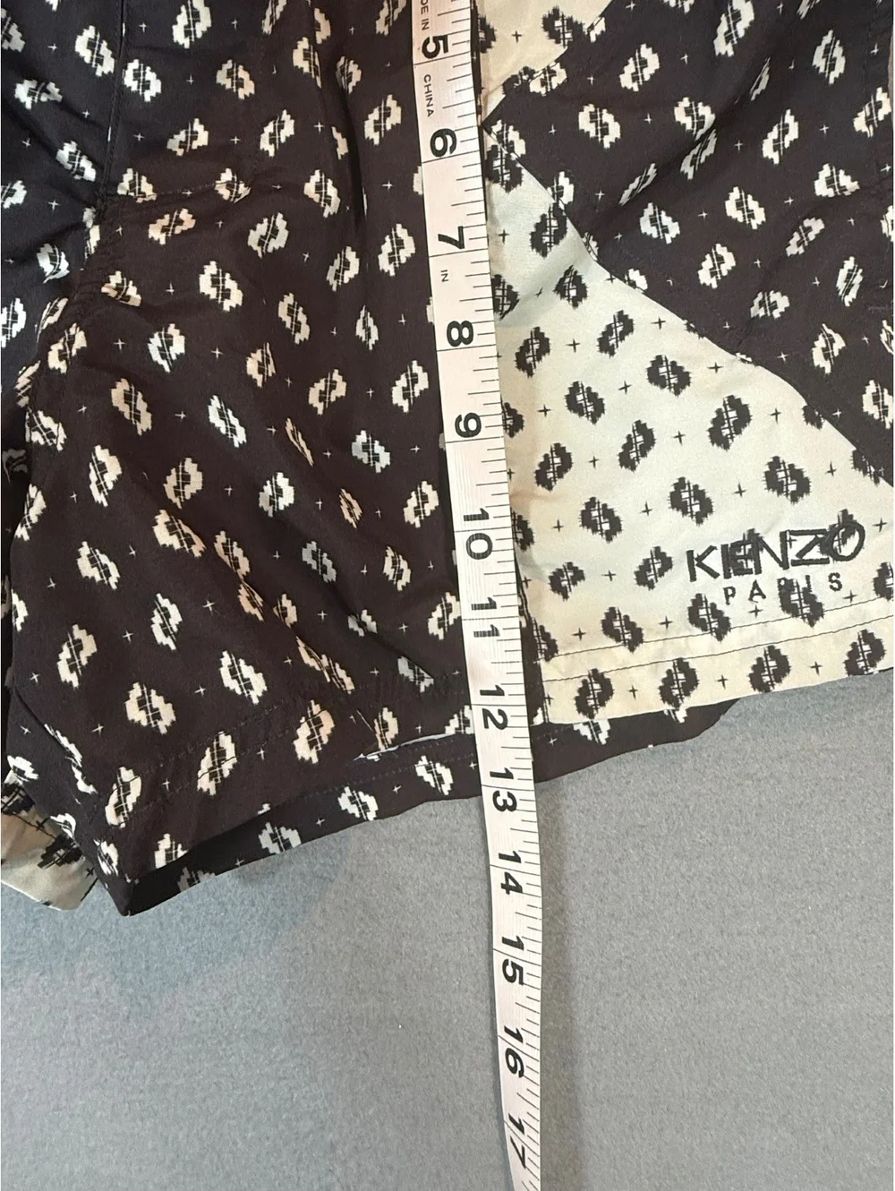 KENZO Paris Men's Black and White Patterned Swim Shorts Size XS